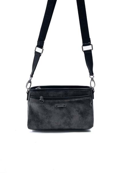 Silver Polo Silver & Polo Sp1184 Women's Crossbody Bag Honeycomb M.Silver-Black