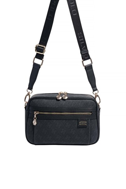 Silver Polo Silver & Polo SP1280 Γυναικείο Τσάντα χιαστί Μονόγραμμα Μαύρο-Μαύρο