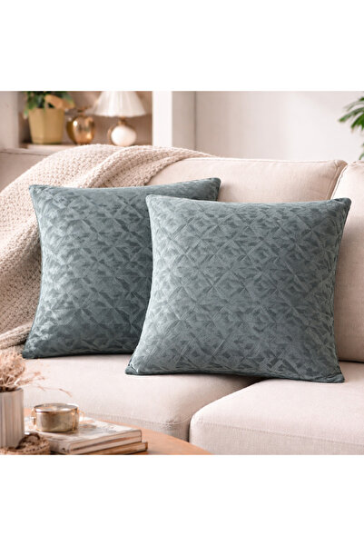 maison linden Emerald Green Velvet Jacquard Cushion Cover 40X40 Set of Invisi...