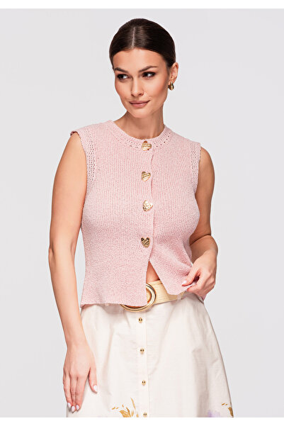 OMBRE Women's Elegant Knitted Blouse OW-TS-E0018 Rose