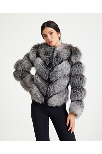 Milano Calvino Women's V-Form Zippered Convertible Fur Jacket (Can Be Made in...