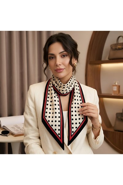 josef mariyy Polka Dot Li and Red Striped Retro Satin Scarf & Belt