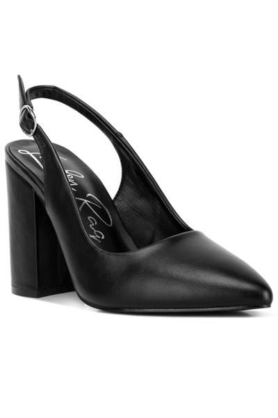 london Rag Women's Block Heel Pointed Toe Sandals in Black