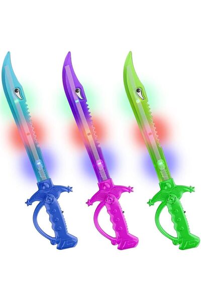 Arabest Light Up Shark Swords, 3 Pack 15 Inch LED Toy Swords for Halloween Co...