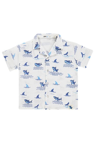 Civil Boys Shark Printed 2-5 Years Old Shirt - White