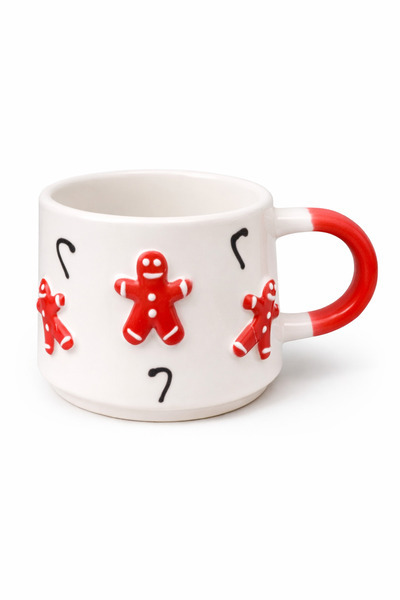Casa Plus Custom Handcrafted Ceramic Mug with Embossed Cookie Man Figure 200ml