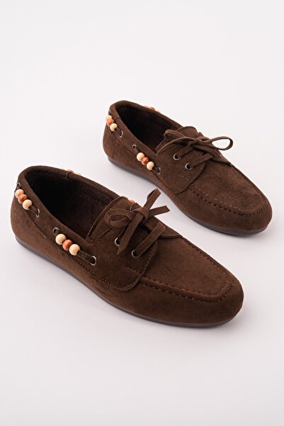 MUGGO Pantofi de damă casual cu șireturi L loafers cu detalii de mărgele în m...