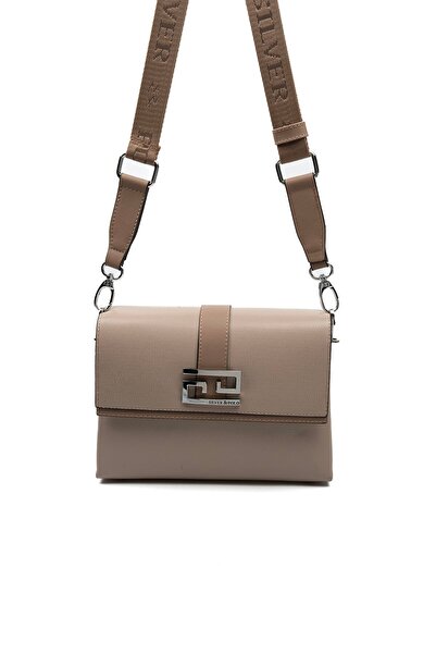 Silver Polo فضي وبولو SP1009 للنساء حقيبة عابرة للجسم بلون بيج داكن-لاتيه