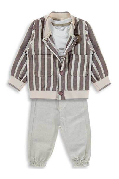 Concept. طقم كونسبت جاكيت 3 قطع للأعمار من 6-18 شهرًا - بني للأعمار من 9-12 ش...