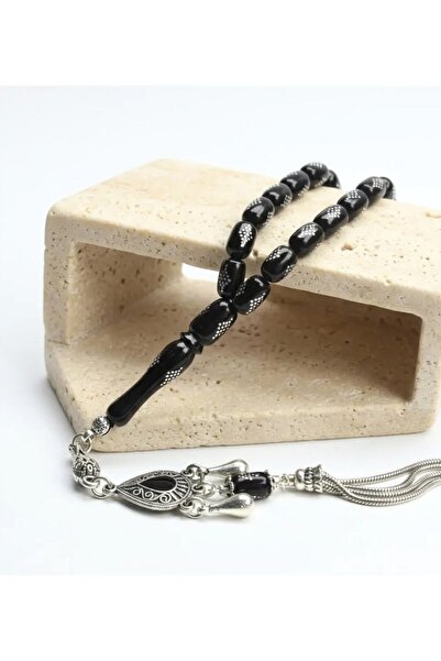 BlackCraft Oltu Stone Diamond Patterned Prayer Beads