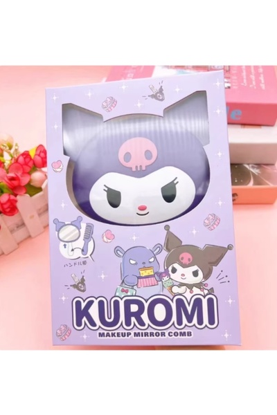 SANRIO مجموعة مرآة ومشط مكياج كورومي – إكسسوار تجميل محمول لطيف على طراز كاواي