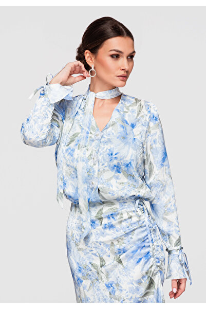 OMBRE Femei Cămașă Elegantă OW-SH-E0033 Damă Stilată Albastru