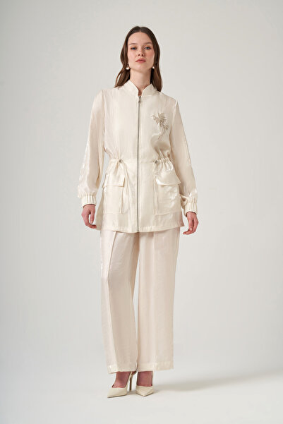 Nuss Stone Processing C Pocket Detail Trouser Suit 1032 Cream