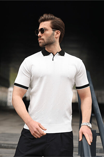 ModaYaren Polo Collar Buttoned Knitted Patterned Knitwear T-Shirt - Mdy6-9831