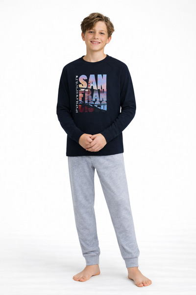 CİRİLO Erkek Çocuk Garson Boy Gri Melanj Organik Pamuk Reglan Kol Takım