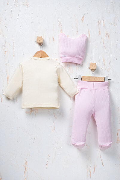 Rocha Baby Rocha Baby Happy Bunny Embroidered 3-Piece Set - Pants with Booties and Hat with Ears Set