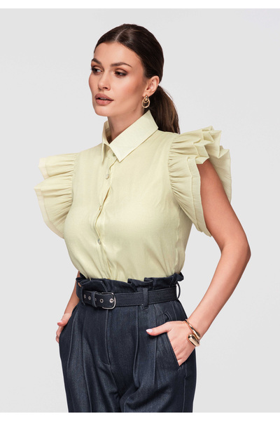 OMBRE Femei Cămașă Elegantă OW-SH-E0037 - Bluză damă modernă Verde