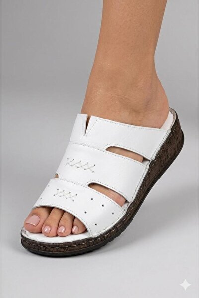 Biocomfort Genuine Leather White Women's Comfort Slipper - Daily Comfortable ...