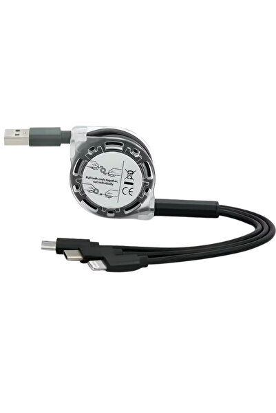 Alfais 6002 Usb To Type-C Micro Usb Lightning Çoklu Şarj Kablosu Universal Ma...