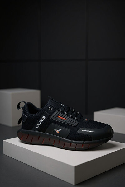 SOLAZER Men's Hafi Sneakers Black-Orange Sports Shoes