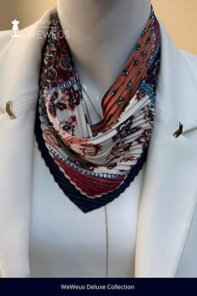 Weweus Ethnic Pattern Luxury Pleated Bandana Scarf