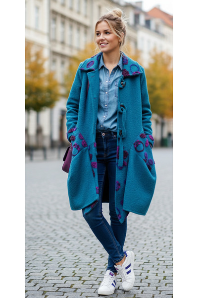 Berceste Butik Kadın Keçe Kaban