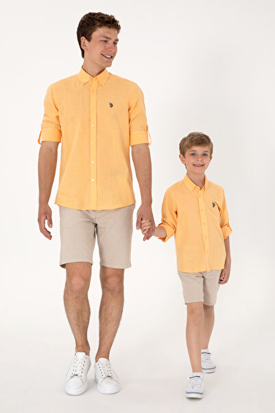 U.S. Polo Assn. Boys' Shirt In Light Orange With Embroidered Logo