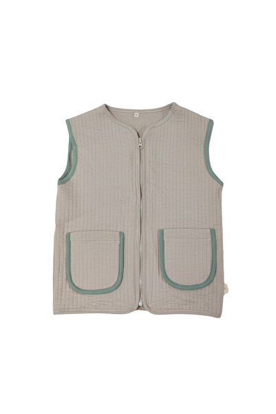 Miela Kids Contrast Piped Vest Beige 7-8 Years