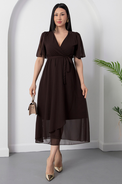 PULLIMM decolteu petrecut în V Rochie cu mânecă scurtă cu volane 2026-4520