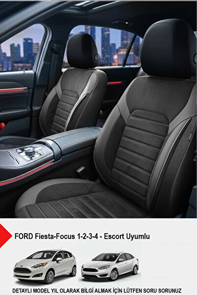 GM-DESIGN غطاء مقعد سيارة فاخر من سلسلة ألكانتارا - (متوافق مع فورد فوكس-فييستا)