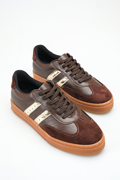 MARSEDO Women's Brown Suede Detailed Sneakers – Lace-Up Casual Sneakers Retro...