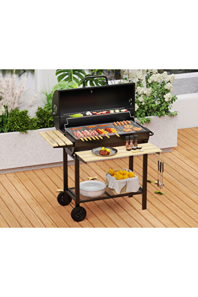 Zilan Grătar de exterior pe cărbune ZLN3594, termometru integrat, suprafață m...