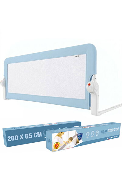 figga ® Защита за детско легло, 200 x 65 см, Сгъваема странична преграда, Синя