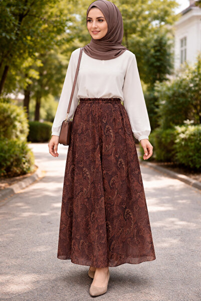 Giyinen Mağazaları Sitare Elastic Waist Shawl Pattern Full Length Lined Piece...