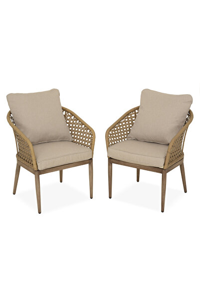 Maison Mex Set 2 scaune dining gradina/terasa CORAL L.65 l.64 H.79 maro/alb