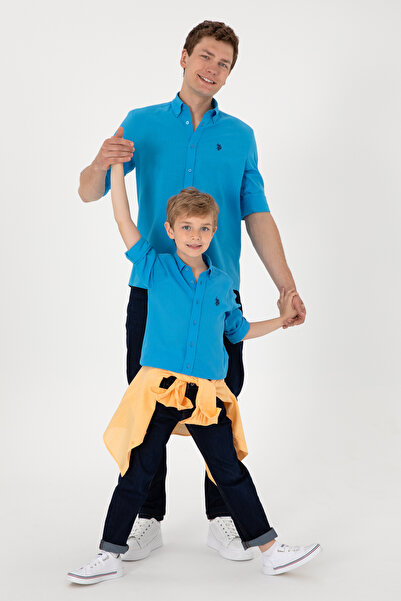 U.S. Polo Assn. Coral blue children's shirt with logo Embroidered