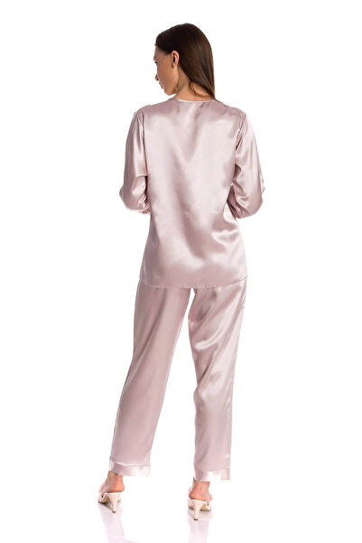 Espuar 470 طقم بيجامة نسائي من الساتان دانتيل بتفاصيل مفصلة