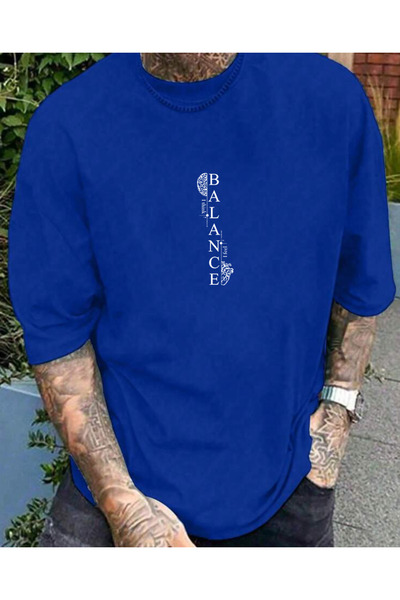 SUNFREE Balance Printed Oversized Crew Neck Short Sleeve Tshirt