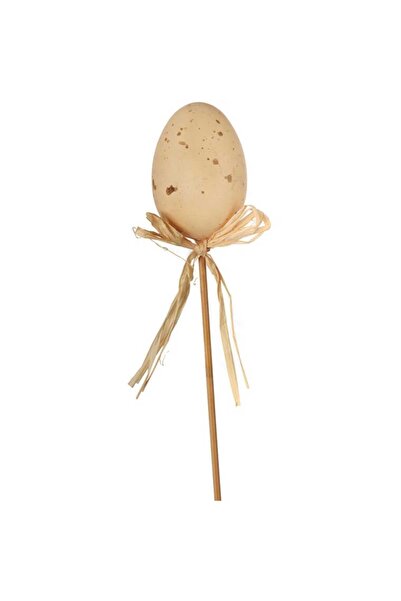 Goliat Wielkanocne Jajko Dekoracyjne z Rafią na Drewnianym Piku, Kolor Brązow...