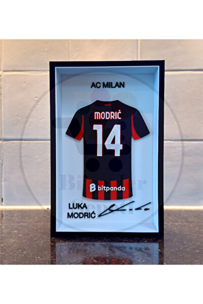 Bi'şeyler Sepeti Luka Modrić - AC Milan - Forma İmzalı Çerçeve Hediyelik 14x2...