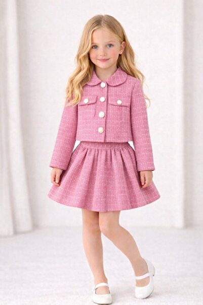 My Kids Wear Set jachetă și fustă pentru fete ecosez Combinație elegantă 12642