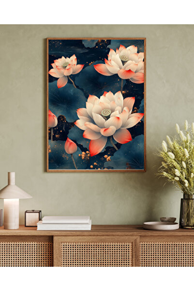 Tuba Decor Tablou într-o singură bucată cu ramă din lemn, serie de artă japandi