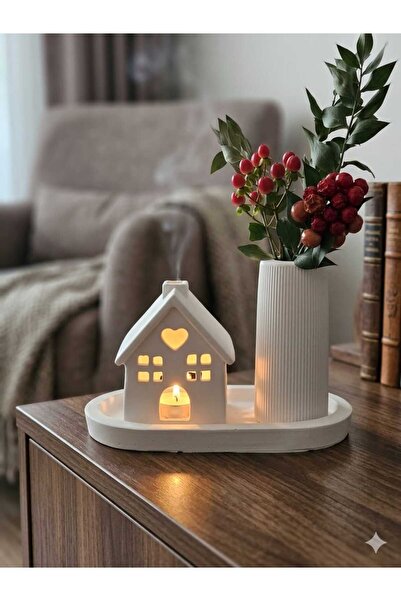 SCA CANDLE Dekoratif Mum dekoratif Ev +Vazo +Tepsi Toplam 3 parça P Modern De...