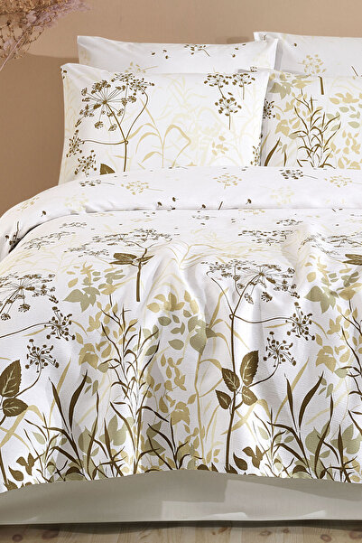 Enlora Home Desenli Pike Örtü Çift Kişilik Golden Beyaz (Pike)