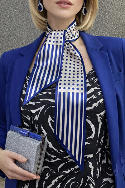 tarzınısec Choose Your Style Striped Asalet Patterned Blue Tie / Scarf / Foul...