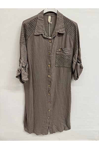 della moor Mink Italian Shoulder Bag Ö Knitted Detail Long g Shirt Dress Size...