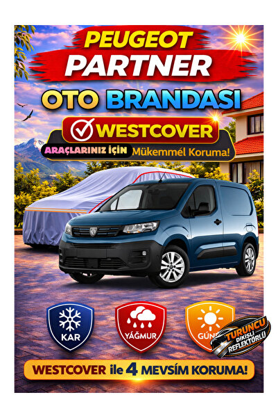 WestCover غطاء سيارة جديد متوافق مع بيجو بارتنر (خياطة برتقالية-ريف) من ماركة...