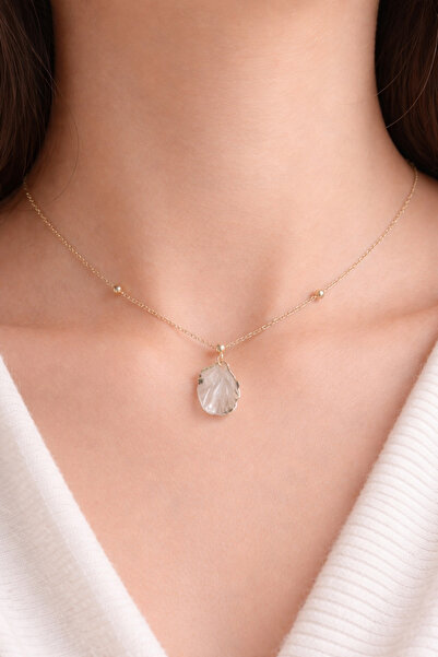 TUTU DESİGN Women's seashell necklace and bracelet set with gold chain
