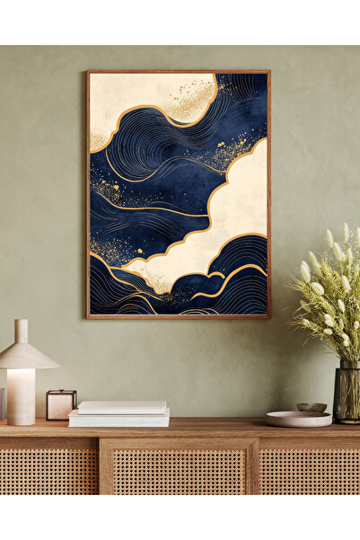 Tuba Decor Tablou într-o singură bucată cu ramă din lemn, serie de artă japandi