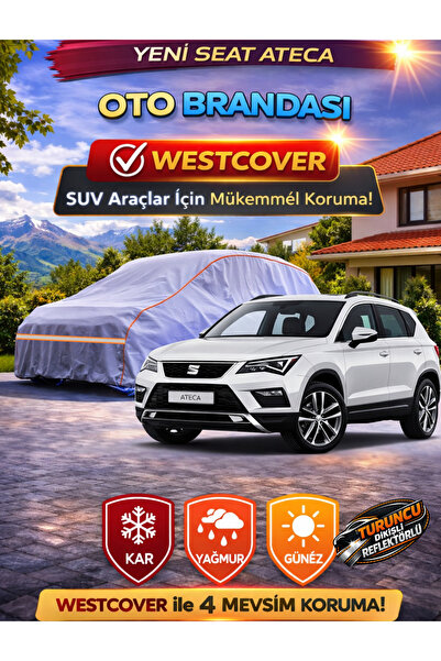 WestCover Seat Ateca Suv Uyumlu (Turuncu Dikişli-Ref) Oto Brandası,Araba Çadırı